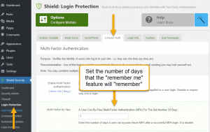 Screenshot: Multi-factor authentication 'remember me'