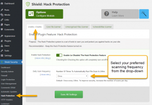 Shield Security: Scanner Frequency Option